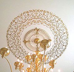 The Georgian Ceiling Medallion Stencil Georgian Ceiling, Ceiling Medallions Diy, Ceiling Stencil, Expensive Wallpaper, Wall Stencil Designs, Mural Stencil, Damask Stencil, Mandala Stencils, Ceiling Ideas