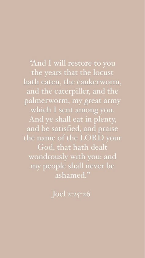 Verses About Restoration, Joel 2:25 Scriptures, The Lords Promises, Joel 2:25-26, God Will Restore What Was Lost, I Will Restore The Years The Locust, Restoration Verses, Joel 2 25 Quotes, God Restores Quotes