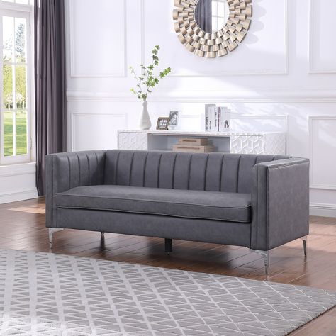 Introducing the Morden Fort Technology Fabric Sofa - a perfect blend of style and comfort for your living room. This sofa features a high-density sponge that provides better resilience and ensures it won't easily deform. Color Couch, Apartment Lounge, Faux Leather Couch, Leather Sofa Couch, Small Couch, Faux Leather Sofa, 3 Piece Sofa, Couch And Loveseat, Couch Set