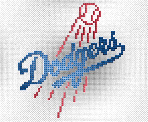 Los Angeles Dodgers Logo LA Dodgers logo cross stitch by dueamici Cross Stitch Ideas, La Dodgers Logo, Sewing Patterns Free Beginner, Los Angeles Dodgers Logo, Dodgers Logo, Sewing Logo, Soft Ball, Graph Patterns, Trendy Sewing Patterns