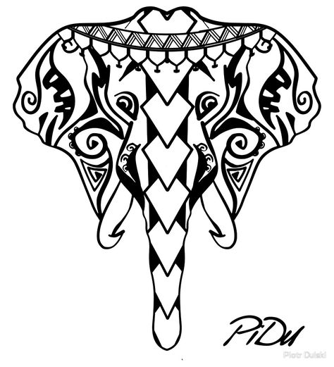 Elephant Maori by PiDu by Piotr Dulski #maori #maoritattoo #tattoo #elephant #animal #animals #illustration #digitalart #art #artfine #artdecor #tshirt #giftshop #artwork Maori Elephant Tattoo, Mammoth Tattoo, Tattoo Elephant, Stencil Outline, Art Challenges, Animals Illustration, Live Together, Tattoo Stencil Outline, Elephant Tattoo