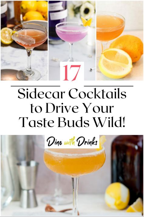 Collage of 4 sidecar cocktails. Sidecar Drink, Sidecar Recipe, Sidecar Cocktail, Let The Good Times Roll, Perfect Cocktails, Good Times Roll, Sidecar, Mixology, Mixed Drinks