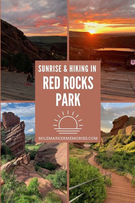 RED ROCKS DENVER SUNRISE & HIKING - Mile Marker Memories Denver Hiking, Red Rocks Colorado, Hikes Near Denver, Idaho Springs Colorado, Breakfast Picnic, Watching Sunset, Denver Travel, Idaho Springs, Red Rock Amphitheatre