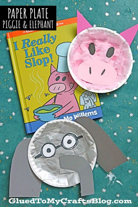 Piggy And Elephant Crafts, Elephant And Piggy Craft, Piggie And Gerald Crafts, Read Aloud And Craft, Piggy And Gerald Crafts, Elephant And Piggie Crafts, Elephant And Piggie Activities Preschool, Elephant Craft, Elephant Art Activities For Preschool