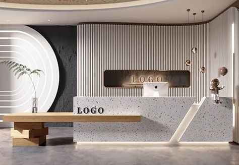 Accessible Reception Desk, Info Desk Design, Modern Reception Counter Design, Reception Furniture Design, Receptionist Desk Design, Ada Reception Desk, Reception Desk Design Ideas, Reception Lobby Design, Gym Reception