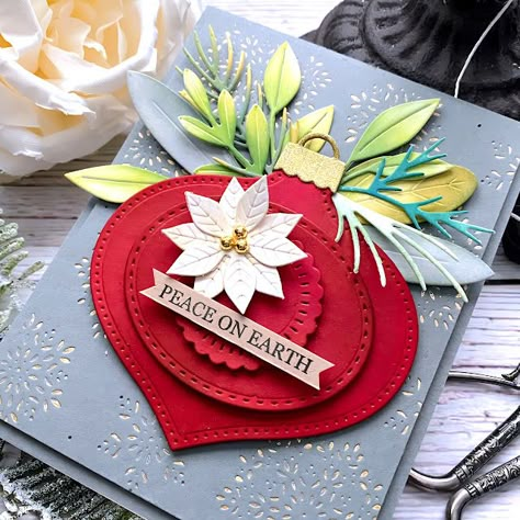 {Flutter} by Atomicbutterfly: Papertrey Ink September Release Countdown Day 3 Christmas Cards With Ornaments, Christmas Die Cut Cards, Layered Ornaments, Nordic Ornaments, Christmas Ornament Cards, Spellbinders Christmas Cards, December Daily Ideas Inspiration, Winter Card Ideas, Card Designs Ideas