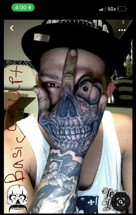 Skull Smile Hand Tattoo, Skull Tattoo On Hand, Hand Skull Tattoo, Head Tattoo Ideas, Skull Smile, Money Spread, Tattoo Money, Hand Skull, Skull Hand Tattoo