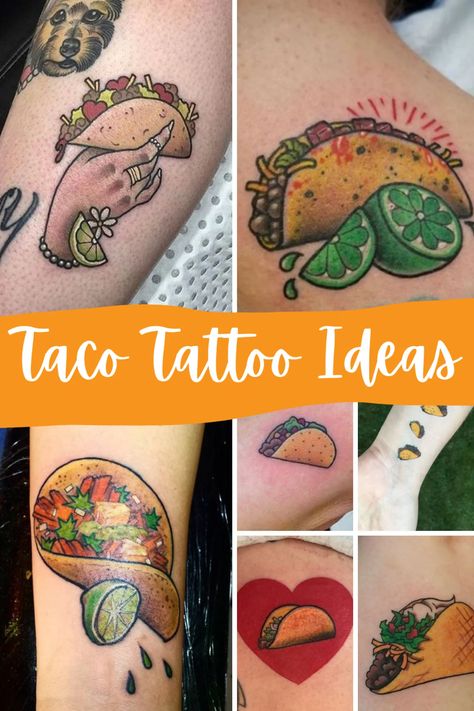 47 Tasty Taco Tattoo Ideas + Designs (So Good You Could Eat) - TattooGlee Taco Flash Tattoo, Taco And Margarita Tattoo, Taco Tattoo Design, Tortilla Chip Tattoo, Matching Taco Tattoos, Taco Tattoo Small Black And White, Taco Cat Tattoo, Tiny Taco Tattoo, Small Taco Tattoo