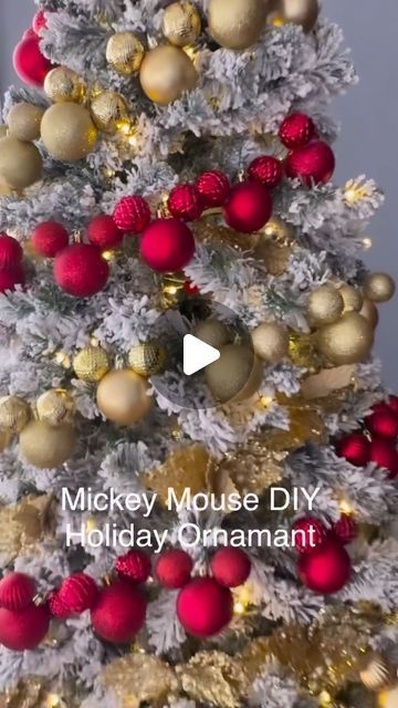 Disney at Home on Instagram: "A new spin on an old favorite! We love how @inspiredchick updated her tree decor with this affordable Mickey Mouse Ornament DIY! 🎄❤️" Mickey Mouse Theme Christmas Tree, Dollar Tree Mickey Mouse Diy, Minnie Mouse Christmas Tree Ideas, Disney Trees Christmas Ideas, Mickey Ornaments Diy, Disney Ornaments Diy Ideas, Mickey Mouse Tree Christmas, Diy Mickey Ornaments, Disney Christmas Garland