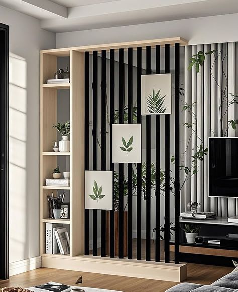 Amazon.com - Wall Room Divider, Storage Cabinet Storage Display with Shelves, Modern Freestanding Wood Room Divider Screen, Wall Privacy Screens for Home Office Decorative (Grey,55" L x 9.5" W x 79.5" H)