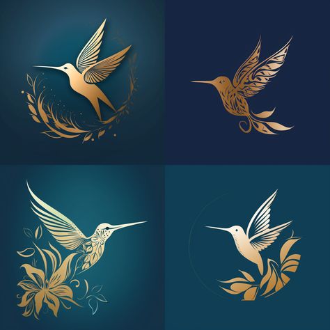 logo features a gold hummingbird in flight, with its wings extended, set against a blue background. The hummingbird symbolizes the beauty and grace of nature, while the blue background conveys a sense of calm and trust. To tie in the garden aspect of your business, a small, simple flower (perhaps a daisy or a sunflower) could be positioned near the hummingbird, .. Gold Hummingbird, Social Media Business Cards, Simple Flower, Simple Flowers, Social Media Business, Blue Background, Blue Backgrounds, Pop Of Color, Business Cards