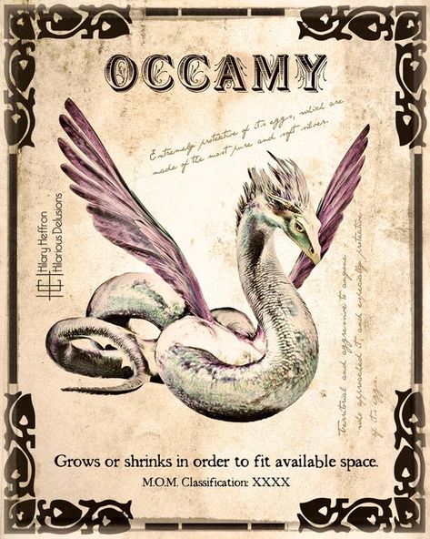 Occamy Fantastic Beasts Book Page Occamy Fantastic Beasts, Posters Harry Potter, Fantastic Beasts Book, Fantastic Beasts Creatures, Monster Beast, Harry Potter Creatures, Fantasic Beasts, Dark Harry, Harry Potter Printables