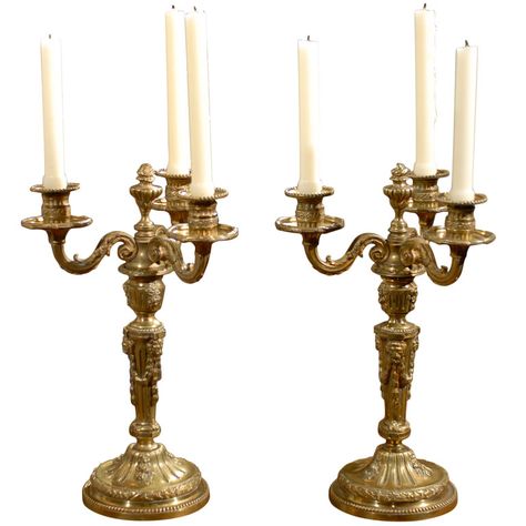 19th Century Bronze Candelabra | From a unique collection of antique candelabra at http://www.thegablesantiques.com Nomad Sculpt, Medieval Food, Victorian Castle, Antique Candelabras, French Accessories, Old World Elegance, Chandelier Candle Holder, Fake Candles, Young Frankenstein