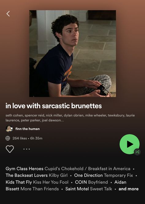 Sarcastic Brunette, Best Playlist, Saint Motel, Breakfast In America, Spotify Playlist Ideas, Gym Class Heroes, Nick Miller, Playlist Ideas, Finn The Human