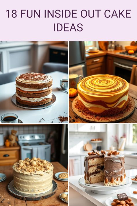 Surprise your guests with these 18 creative inside out cakes! Imagine the delight as they slice into a cake that hides colors and flavors, transforming every birthday and special occasion into a memorable celebration. From tiramisu temptation to spiced pumpkin infinity, each recipe is easy to follow, perfect for both beginners and experienced bakers. Get inspired by delicious cookie dough delight and hidden almond joy flavors that will wow friends and family alike. Get ready to bake something unforgettable! Cake Flavor Ideas, Inside Out Cake, Traditional Baking, Zombie Cake, Stitch Cake, Bake Something, Spiced Pumpkin, Almond Joy, Unique Cakes