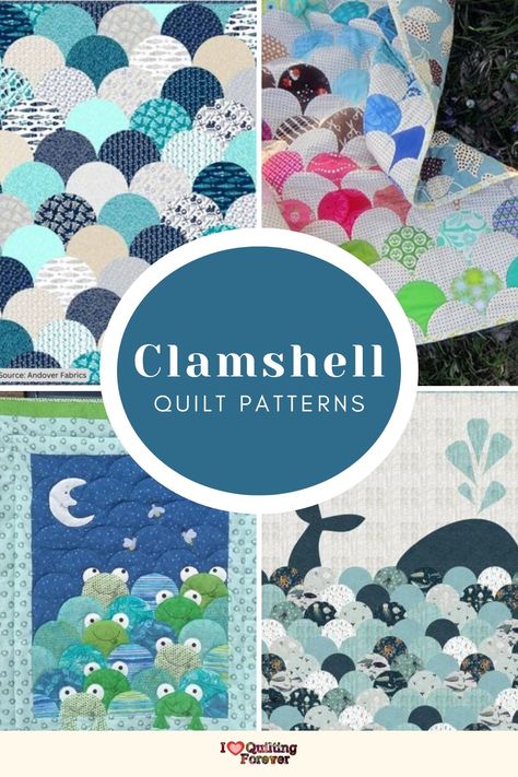 Top 9 Free Best Clamshell Quilt Patterns (+6 Bonus Patterns For Sale) Clam Quilt Pattern, Clamshell Quilts Ideas, Clamshell Quilt Pattern Free, Clamshell Quilt Tutorial, Scallop Quilt Pattern, Clam Shell Quilt Pattern Free, Clamshell Quilt Pattern, Ocean Quilts Ideas, Clamshell Crafts