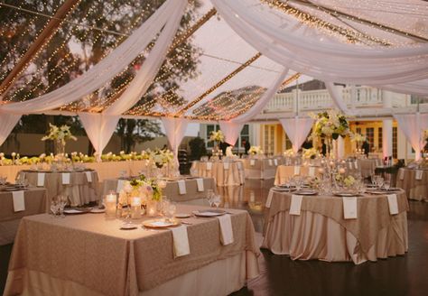 Featured: The Knot // Photographed by: Studio 222 Photography Drape Ceiling, Draped Ceiling, Backyard Tent Wedding, Backyard Tent, Candles Ideas, Mediterranean Wedding, Tent Decorations, Tent Reception, Butterfly Wedding