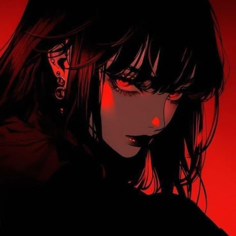 Black And Red Hair Character, Crazy Girl Pfp, Dark Feminine Anime, Yumeko Jabami Pfp, Scary Anime Pfp, Vamp Pfp, Black And Red Pfp, Xbox Background, Pfp Scary