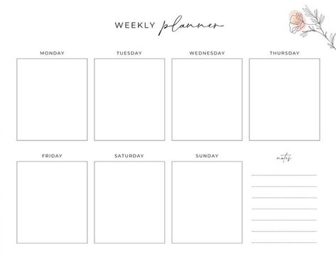 Weekly Planner Landscape, Minimalist Weekly Planner, Horizontal Weekly Planner, Life Raft, Simple Weekly Planner, Weekly Planner Free Printable, Etsy Planner, Study Planner Printable, Weekly Planner Free