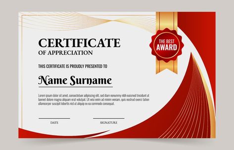 Cute Certificate Templates, Certificate Frame Design, Certificate Design Ideas, Professional Certificate Design, Red Template, Education Graduation, Certificate Layout, Creative Logo Design Art, Logistics Design