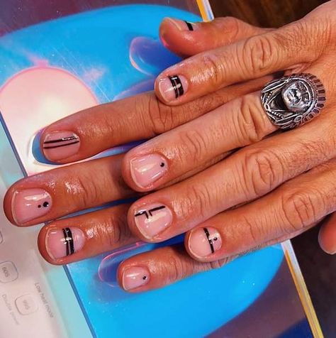 32 Nail Design Ideas for Men Male Nail Paint, Men’s Black Nails, Mens Clear Nails With Design, Buff And Shine Nail Designs For Men, Mens Nail Art Designs, Boy Nails Ideas, Mens Nails Design Simple, Masculine Nails Designs, Nail Ideas For Guys