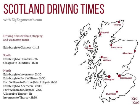 Map Towns Scotland Driving Times Scotland Travel Itinerary, Scotland Road Trip Map, Nc500 Scotland, Scotland Roadtrip, Portree Isle Of Skye, Scotland Holiday, Edinburgh Scotland Travel, Scotland Itinerary, Road Trip Uk