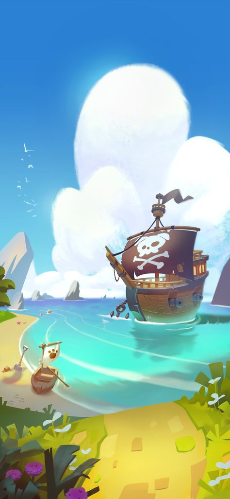 ArtStation - Pirate Bay, Annika Maar Pirate Environment Concept Art, Pirate Illustration Concept Art, Poster Pmr, Pirate Background, Bear Background, Ocean Games, Pirate Illustration, Pirates Illustration, Pirate Cartoon