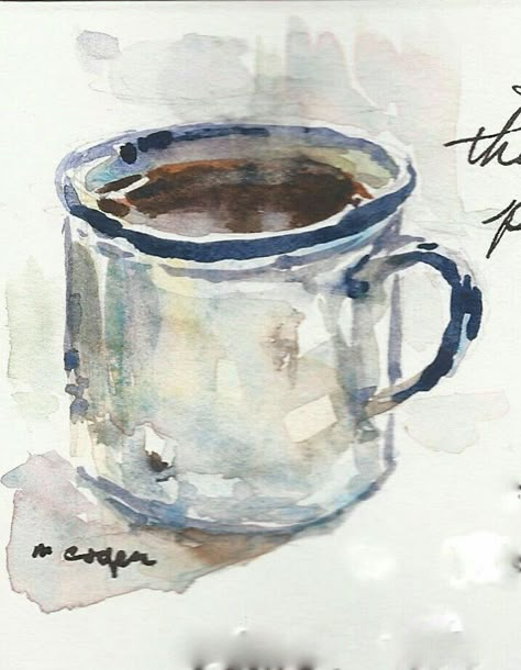 Drawing Reference Poses Models, Models Sketch, Coffee Watercolor, Watercolor Mug, Coffee Cup Art, Sketch Note, Watercolor Art Journal, Diy Watercolor Painting, Watercolour Inspiration