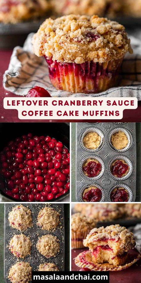 Stuck with a ton of leftover cranberry sauce from Thanksgiving Day dinner? Make these scrumptious bakery-style Coffee Cake Muffins with layers of cranberry sauce! They're topped with a sweet buttery crumble for a perfect breakfast treat served with coffee. Use Leftover Cranberry Sauce, Desserts Using Cranberry Sauce, Leftover Cranberry Sauce Recipes Muffins, Thanksgiving Breakfast Pastries, Cranberry Relish Muffins, Muffins With Leftover Cranberry Sauce, Use Up Cranberry Sauce, Things To Make With Cranberry Sauce, Xmas Muffins Recipes