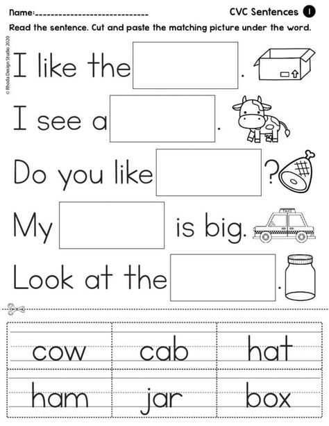 I Can Read CVC Sentences: 10 Free Reading Worksheets Cvc Sentences For Kindergarten, Cvc Worksheets Free, Cvc Sentences, School Sheets, Sentence Building Worksheets, Sentences Kindergarten, Kindergarten Classroom Themes, Preschool English, Seasons Worksheets