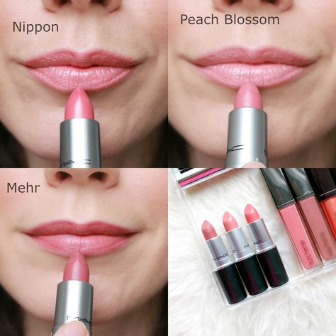 A Little Bit etc.: New MAC Lipstick Additions Mac Peach Blossom, Korean Inspired Makeup, Pale Skin Makeup, Mac Lipsticks, Diy Beauty Treatments, Mac Lips, Honest Beauty, New Mac, Lips Shades