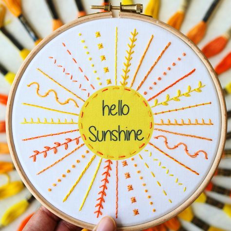 Sunshine Embroidery, Kpop Relatable, Summer Embroidery, Embroidered Items, Diy Embroidery Kit, Embroidery Sampler, Diy Craft Kit, Learn Embroidery, Hello Sunshine