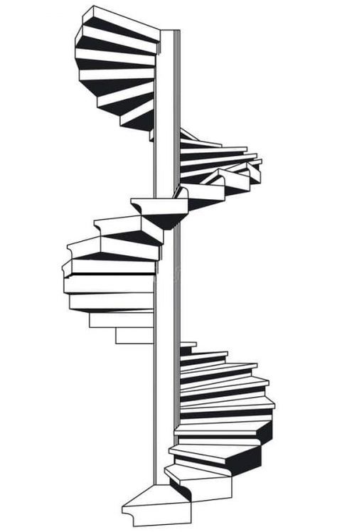 Circular Staircase Drawing, Spiral Staircase Illustration, Staircase Tattoo, Elements Of Design Shape, Staircase Drawing, How To Draw Stairs, Spiral Drawing, Round Stairs, Staircase Art