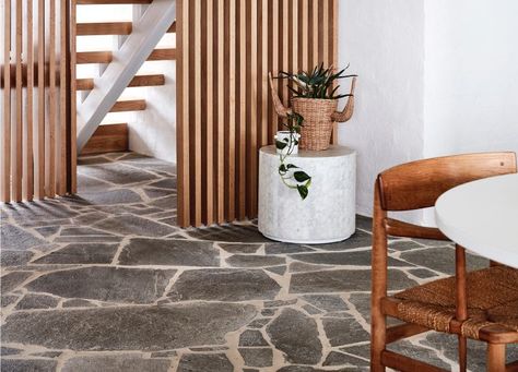 The Edit: Crazy Paving | Design Products | est living Crazy Paving Interior Floor, Crazy Paving Interior, Georgina Jeffries, Crazy Pave, Richmond House, Villa Savoye, 70s Kitchen, Stone Paving, Crazy Paving