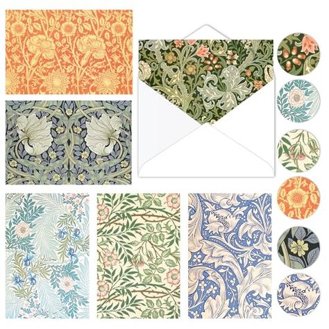 Kavoc 36Pack William Morris Greeting Cards with Envelopes Stickers Vintage Floral Patterned Blank Note Cards for Bridal Shower Wedding Birthday Party Thank You Supplies Stickers Vintage, Greeting Card Set, Cards With Envelopes, Retro Flowers, Floral Vintage, Thank You Notes, Flower Cards, William Morris, Office Products