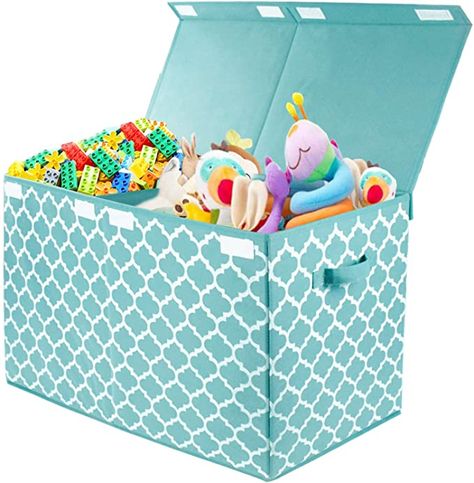 Amazon.com: Kids Large Toy Chest with Flip-Top Lid, Decorative Holders Collapsible Storage Box Container Bins for Nursery, Playroom, Closet, Home Organization, 24.5"x13" x16" (Blue): Home & Kitchen Large Toy Chest, Kids Toy Chest, Large Toy Storage, Wooden Toy Chest, Collapsible Storage, Collapsible Storage Bins, Toy Storage Organization, Decorative Storage Boxes, Toy Bins