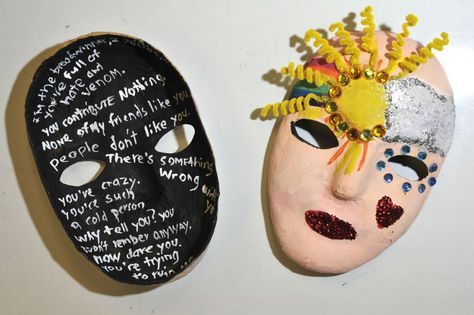 Therapy Lessons, Mask Project, Art Therapy Directives, Creative Arts Therapy, Break The Silence, Creativity Ideas, Art Therapy Projects, Art Therapist, Therapeutic Art