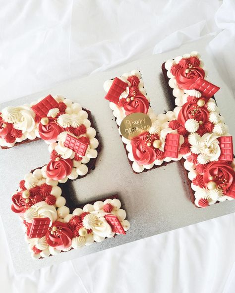 Turning 24 in style with this red and white number cake. Happy birthday Justine 🤍❤️ #24thbirthday #24thbirthdaycake #birthdaybliss #redandwhitecake #numberscake #number24cake #Laverton #lavertonnorth #altonameadows #altona #williamslanding #Newport #portmelbourne #pointcookcakes #pointcook #sanctuarylakes Red And Black Number Cake, Red Number Cake, White Number Cake, Number 2 Cakes, 24th Birthday Cake, Number Birthday Cakes, Cake Happy Birthday, Chocolate Crinkles, 24th Birthday