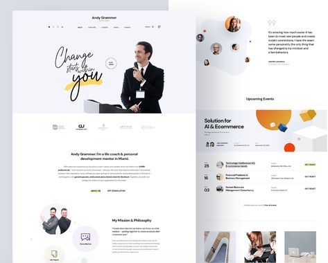 Web Design Inspiration 2021 (8 Gorgeous New Examples) Website Trends, Web Design Ux Ui, Coaching Website, Website Design Inspiration Layout, Coach Website, Event Solutions, Homepage Design, Web Design Projects, Website Design Layout