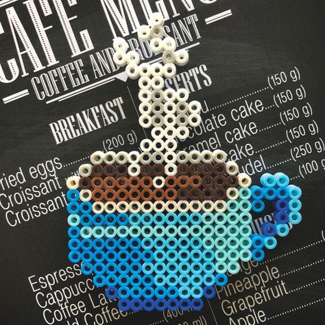 Coffee Perler Beads, Bead Things, Fathers Day Banner, Valentine Day Cupcakes, Easter Egg Ornaments, Get Well Wishes, Perler Crafts, Beads Designs, Easter Colors