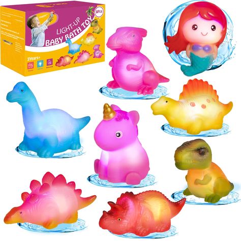 HOYIBO Baby Bath Toys - 8 Pack Bathtub Toys Toddler Bath Toys with Colorful Flashes Lights Water Toys for Toddlers Floating Light Up Bath Toys for Kids 3-5 Boys Girls Toddler Gifts (Dinosaurs) : Amazon.co.uk: Toys & Games Toddler Bath Toys, Mermaid Bath, Dinosaur Play, Bath Toys For Toddlers, Toddler Bath, Bathtub Toys, Toys For Toddlers, Unicorns And Mermaids, Baby Bath Toys