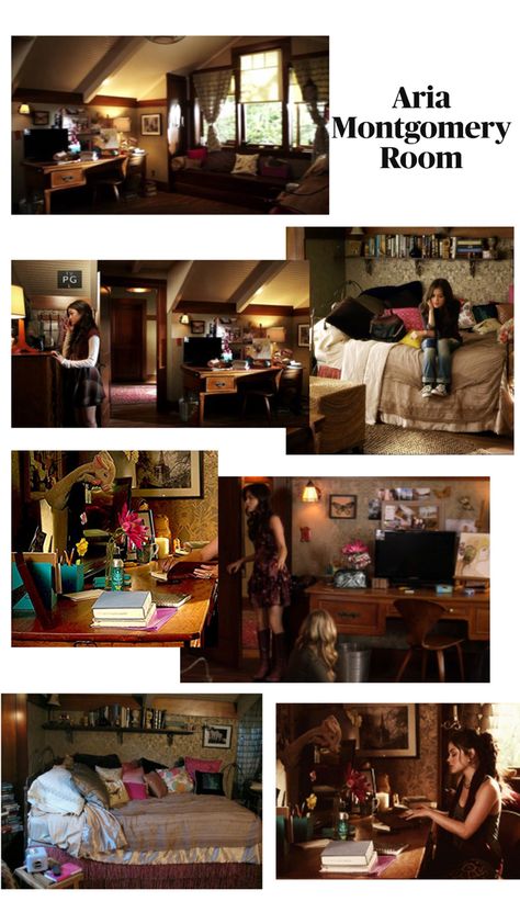 Aria Montgomery’s from Pretty Little Liars made by @annistano Aria Montgomery Room Aesthetic, Aria Montgomery Outfits Inspired, Aria Montgomery House, Aria Montgomery Bedroom, Aria Montgomery Room, Aria Montgomery Outfits, Aria Montgomery Aesthetic, Pretty Little Liars Aria, Comfort Space