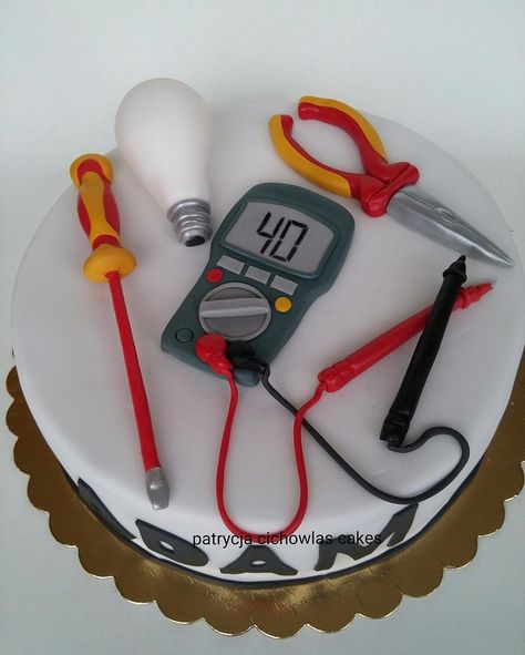 Cake For Electrical Engineer, Engineer Cake, Birthday Cake For Brother, Construction Theme Cake, Vom Avea Un Copil, Teacher Cakes, 40th Cake, Silver Wedding Cake, Tool Cake