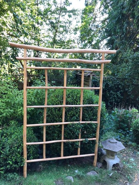 MGP teak wood zen style Japanese wood trellis creat a great garden theme Japanese Trellis, Oak Barrel Furniture, Themed Garden, Japanese Garden Landscape, Wood Trellis, Diy Garden Trellis, Trellis Panels, Asian Garden, Zen Style