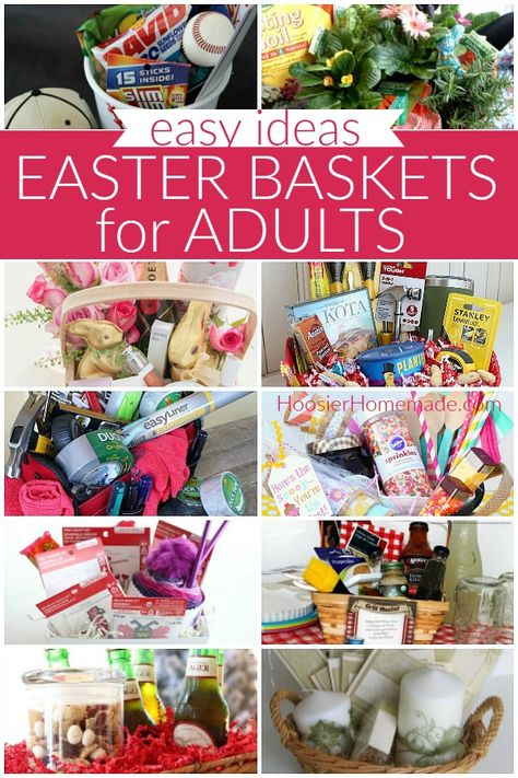 Homemade Easter Baskets, Easter Basket Themes, Adult Easter Baskets, Unique Easter Baskets, Easter Gift For Adults, Creative Easter Baskets, Adult Easter, Easter Basket Ideas, Kids Easter Basket