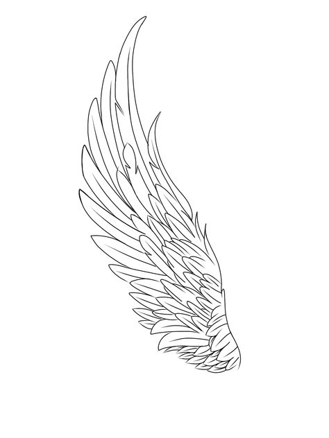 Angel Wing Shapes, Single Angel Wing Tattoo, Angel Wing Tattoo For Men, Wings Outline Tattoo, Wing Outline Tattoo, Drawing Of Angel Wings, Wing Tattoo Outline, Engel Tattoo Design, Angel Wings Drawing Simple