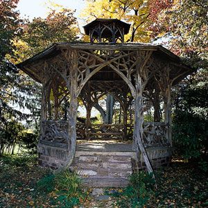 rustic gazebo Decorative Garden Fencing, Backyard Gazebo, Garden Arbor, Gazebo Pergola, Garden Gazebo, Inspire Me Home Decor, Pergola Plans, Rustic Garden Decor, Garden Fencing