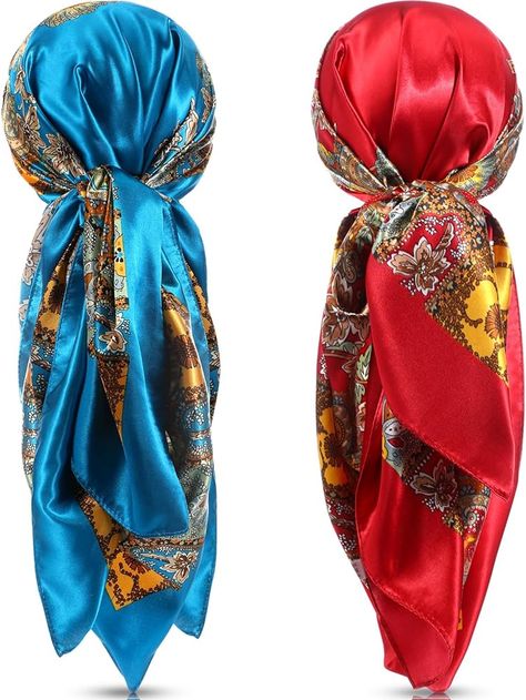 Amazon.com: SATINIOR 35 Inch Silky Head Scarf 2 Pcs Large Square Neck Scarf Sleeping Hair Wrapping Satin Scarf for Women(Black, Dark Green,Classic Style) : Clothing, Shoes & Jewelry Satin Hair Wrap, Hair Wrapping, Silk Head Scarf, Color Shading, Cleaning Methods, Dots Dress, Silk Headscarf, Head Scarves, Poodle Skirt