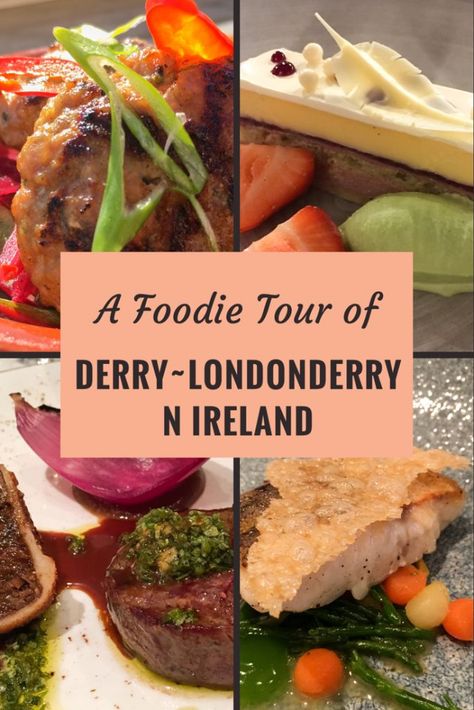 Follow my foodie tour of Derry ~ Londonderry in Northern Ireland, where restaurants focus on seasonal and locally sourced ingredients to produce delicious and sustainable creations. Derry Ireland, Places In Ireland, Things To Do In Ireland, Ireland Travel Tips, Food Tourism, Ireland Travel Guide, Ireland Dublin, Travel Foodie, Travel Ireland