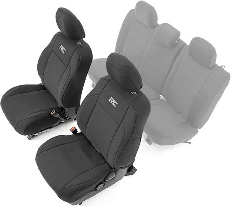 Rough Country Front Neoprene Seat Covers for 2016-2022 Toyota Tacoma - 91030,Black Country Seat Covers, Black Seat Covers, Rough Country Suspension, Factory Interior, Toyota Tacoma 2016, Tacoma Truck, Bench Seat Covers, Crew Cab, Toyota Tacoma